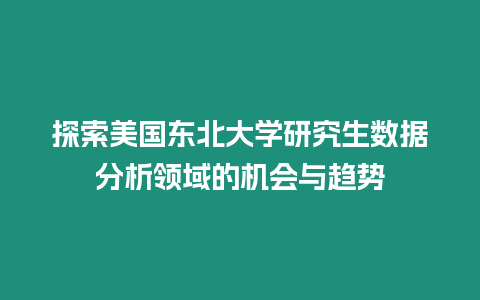 探索美國東北大學(xué)研究生數(shù)據(jù)分析領(lǐng)域的機會與趨勢