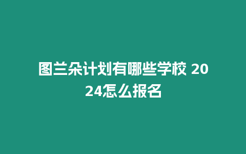 圖蘭朵計劃有哪些學校 2024怎么報名