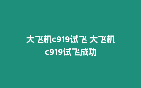 大飛機c919試飛 大飛機c919試飛成功