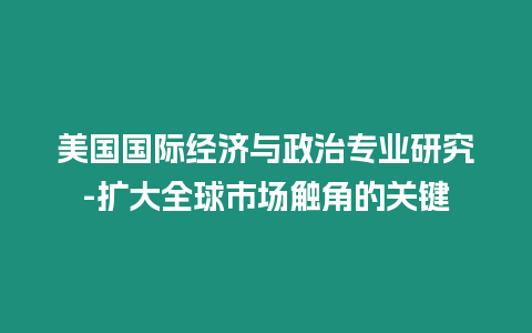 美國國際經(jīng)濟(jì)與政治專業(yè)研究-擴(kuò)大全球市場觸角的關(guān)鍵