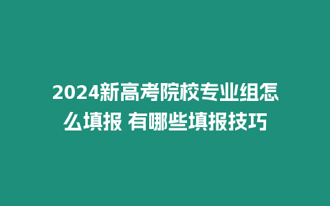 2024新高考院校專業(yè)組怎么填報 有哪些填報技巧