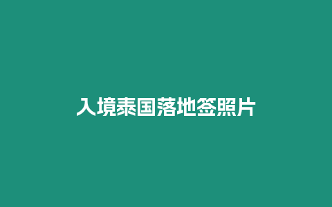 入境泰國(guó)落地簽照片