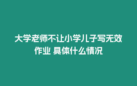 大學老師不讓小學兒子寫無效作業 具體什么情況