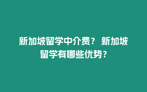 新加坡留學中介費？ 新加坡留學有哪些優勢？