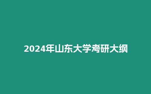 2024年山東大學(xué)考研大綱