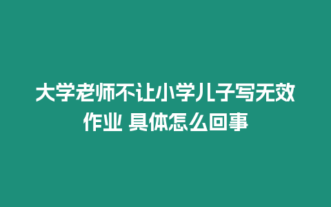大學老師不讓小學兒子寫無效作業 具體怎么回事
