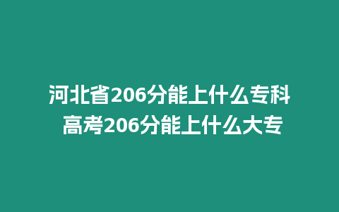 河北省206分能上什么專科 高考206分能上什么大專