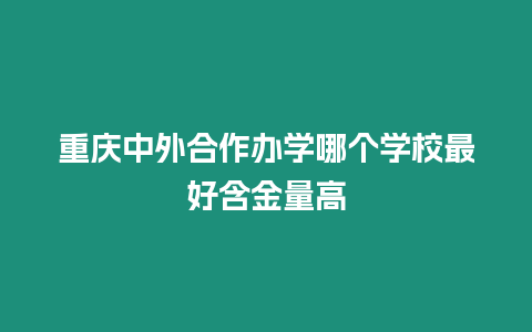 重慶中外合作辦學哪個學校最好含金量高