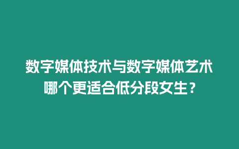 數字媒體技術與數字媒體藝術哪個更適合低分段女生？