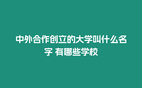 中外合作創(chuàng)立的大學(xué)叫什么名字 有哪些學(xué)校