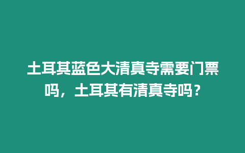 土耳其藍色大清真寺需要門票嗎，土耳其有清真寺嗎？