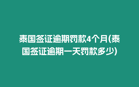 泰國(guó)簽證逾期罰款4個(gè)月(泰國(guó)簽證逾期一天罰款多少)