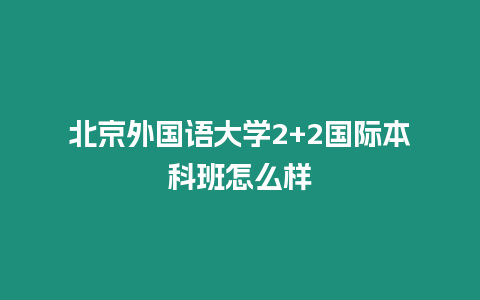 北京外國語大學(xué)2+2國際本科班怎么樣