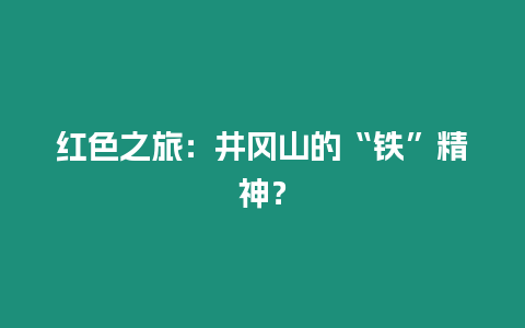 紅色之旅：井岡山的“鐵”精神？