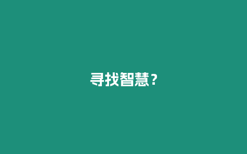 尋找智慧？