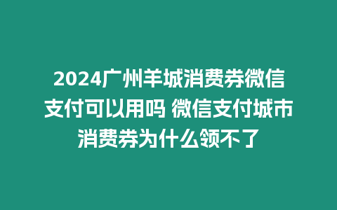 2024廣州羊城消費(fèi)券微信支付可以用嗎 微信支付城市消費(fèi)券為什么領(lǐng)不了