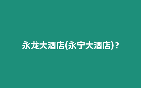 永龍大酒店(永寧大酒店)？