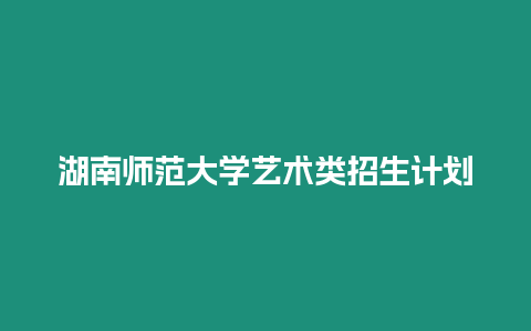 湖南師范大學藝術(shù)類招生計劃