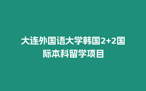 大連外國語大學韓國2+2國際本科留學項目