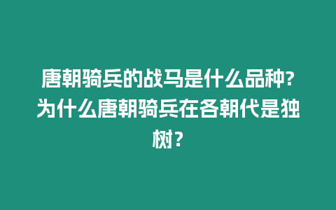 唐朝騎兵的戰馬是什么品種?為什么唐朝騎兵在各朝代是獨樹？