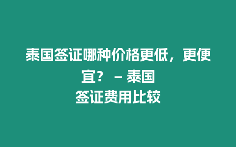 泰國簽證哪種價格更低，更便宜？ – 泰國簽證費用比較