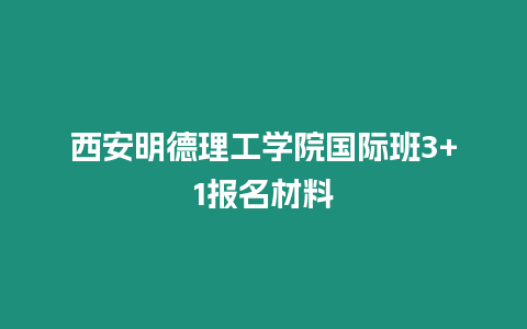 西安明德理工學(xué)院國(guó)際班3+1報(bào)名材料