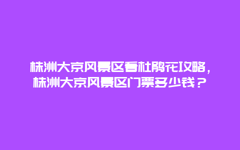 株洲大京風景區看杜鵑花攻略，株洲大京風景區門票多少錢？