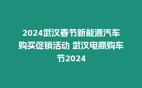 2024武漢春節新能源汽車購買促銷活動 武漢電商購車節2024