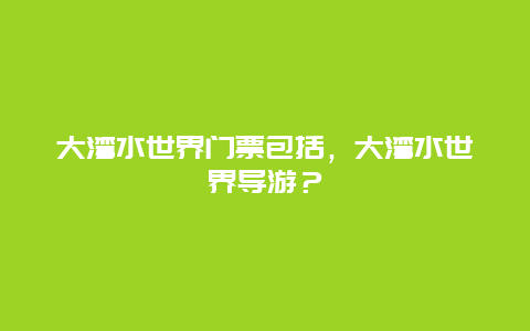 大灣水世界門票包括，大灣水世界導游？