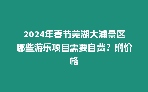2024年春節蕪湖大浦景區哪些游樂項目需要自費？附價格