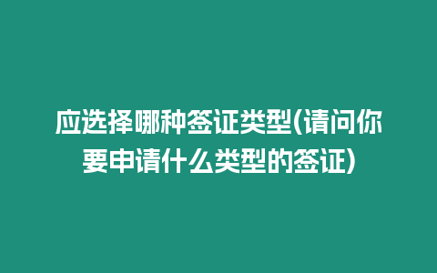 應(yīng)選擇哪種簽證類型(請(qǐng)問(wèn)你要申請(qǐng)什么類型的簽證)