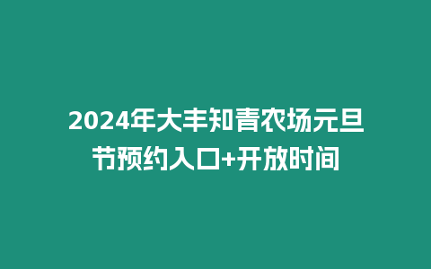 2024年大豐知青農(nóng)場元旦節(jié)預(yù)約入口+開放時間