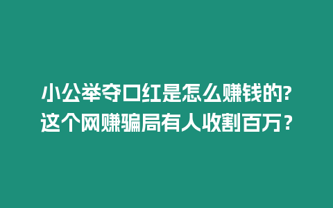 小公舉奪口紅是怎么賺錢的?這個(gè)網(wǎng)賺騙局有人收割百萬？