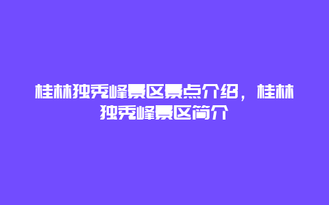 桂林獨秀峰景區(qū)景點介紹，桂林獨秀峰景區(qū)簡介