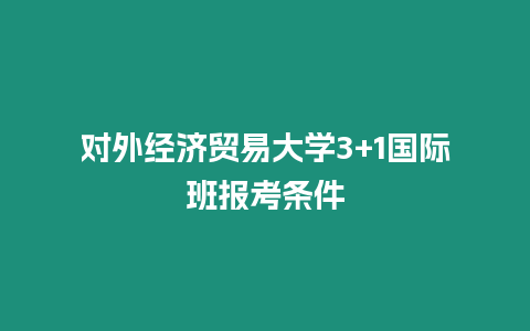 對外經(jīng)濟貿(mào)易大學3+1國際班報考條件