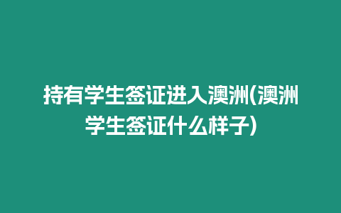 持有學生簽證進入澳洲(澳洲學生簽證什么樣子)
