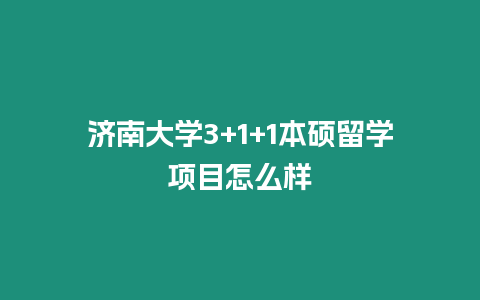 濟南大學3+1+1本碩留學項目怎么樣