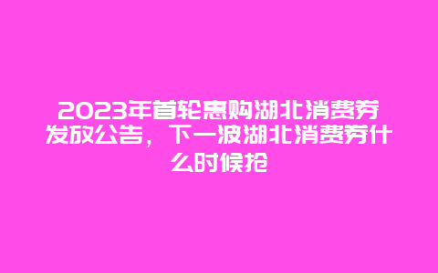 2024年首輪惠購湖北消費(fèi)券發(fā)放公告，下一波湖北消費(fèi)券什么時(shí)候搶