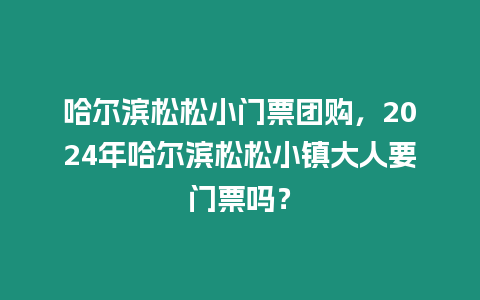 哈爾濱松松小門票團購，2024年哈爾濱松松小鎮大人要門票嗎？