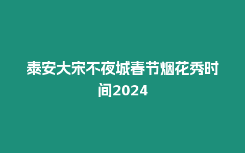 泰安大宋不夜城春節(jié)煙花秀時(shí)間2024