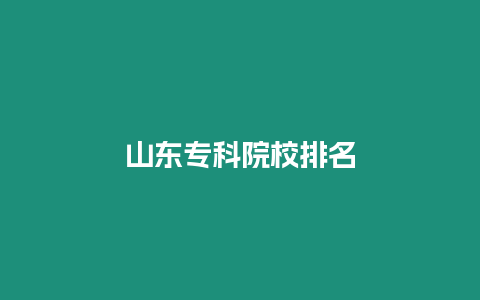 山東專科院校排名