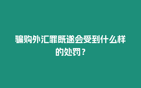 騙購外匯罪既遂會受到什么樣的處罰？