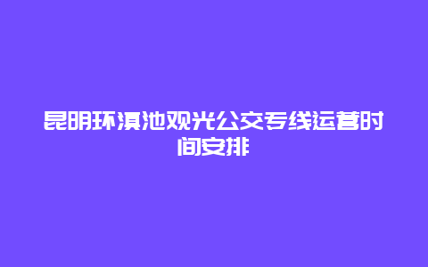 昆明環(huán)滇池觀光公交專線運(yùn)營時(shí)間安排
