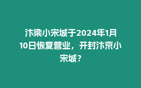 汴梁小宋城于2024年1月10日恢復營業，開封汴京小宋城？