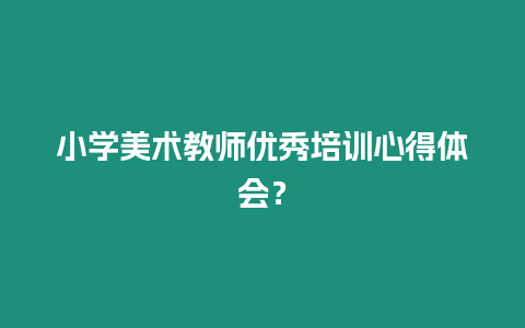 小學(xué)美術(shù)教師優(yōu)秀培訓(xùn)心得體會？