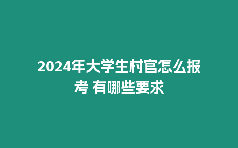 2024年大學(xué)生村官怎么報(bào)考 有哪些要求