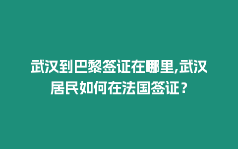 武漢到巴黎簽證在哪里,武漢居民如何在法國簽證？