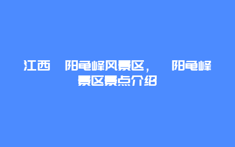 江西弋陽龜峰風景區，弋陽龜峰景區景點介紹