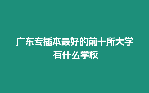 廣東專插本最好的前十所大學 有什么學校