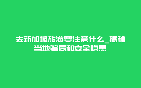 去新加坡旅游要注意什么_揭秘當地騙局和安全隱患
